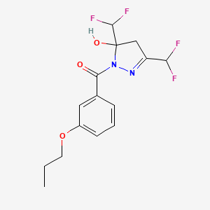 molecular formula C15H16F4N2O3 B4266493 3,5-bis(difluoromethyl)-1-(3-propoxybenzoyl)-4,5-dihydro-1H-pyrazol-5-ol 