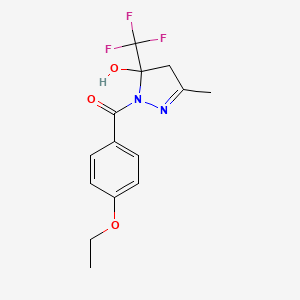 molecular formula C14H15F3N2O3 B4266509 1-(4-ethoxybenzoyl)-3-methyl-5-(trifluoromethyl)-4,5-dihydro-1H-pyrazol-5-ol 