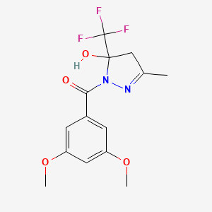 molecular formula C14H15F3N2O4 B4266511 1-(3,5-dimethoxybenzoyl)-3-methyl-5-(trifluoromethyl)-4,5-dihydro-1H-pyrazol-5-ol 