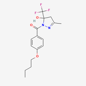 molecular formula C16H19F3N2O3 B4266519 1-(4-butoxybenzoyl)-3-methyl-5-(trifluoromethyl)-4,5-dihydro-1H-pyrazol-5-ol 