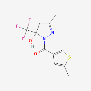 molecular formula C11H11F3N2O2S B4266527 3-methyl-1-[(5-methyl-3-thienyl)carbonyl]-5-(trifluoromethyl)-4,5-dihydro-1H-pyrazol-5-ol 
