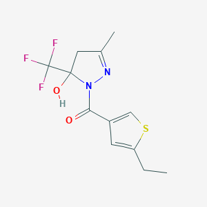 molecular formula C12H13F3N2O2S B4266531 1-[(5-ethyl-3-thienyl)carbonyl]-3-methyl-5-(trifluoromethyl)-4,5-dihydro-1H-pyrazol-5-ol 