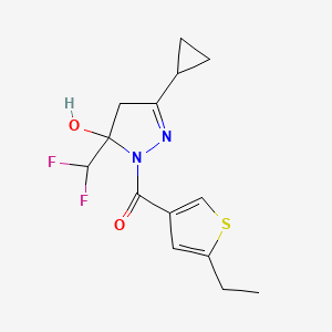 molecular formula C14H16F2N2O2S B4266536 3-cyclopropyl-5-(difluoromethyl)-1-[(5-ethyl-3-thienyl)carbonyl]-4,5-dihydro-1H-pyrazol-5-ol 