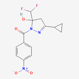 molecular formula C14H13F2N3O4 B4266569 3-cyclopropyl-5-(difluoromethyl)-1-(4-nitrobenzoyl)-4,5-dihydro-1H-pyrazol-5-ol 