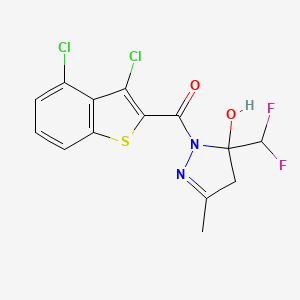 molecular formula C14H10Cl2F2N2O2S B4266576 1-[(3,4-dichloro-1-benzothien-2-yl)carbonyl]-5-(difluoromethyl)-3-methyl-4,5-dihydro-1H-pyrazol-5-ol 