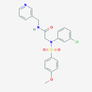 molecular formula C21H20ClN3O4S B426667 2-{3-chloro[(4-methoxyphenyl)sulfonyl]anilino}-N-(3-pyridinylmethyl)acetamide 