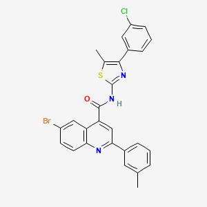 molecular formula C27H19BrClN3OS B4266673 6-bromo-N-[4-(3-chlorophenyl)-5-methyl-1,3-thiazol-2-yl]-2-(3-methylphenyl)-4-quinolinecarboxamide 