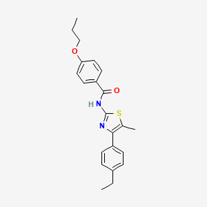 molecular formula C22H24N2O2S B4266689 N-[4-(4-ethylphenyl)-5-methyl-1,3-thiazol-2-yl]-4-propoxybenzamide 