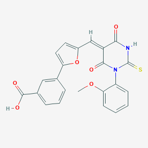 3-{5-[(1-(2-methoxyphenyl)-4,6-dioxo-2-thioxotetrahydro-5(2H)-pyrimidinylidene)methyl]-2-furyl}benzoic acid