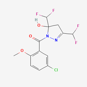 molecular formula C13H11ClF4N2O3 B4266702 1-(5-chloro-2-methoxybenzoyl)-3,5-bis(difluoromethyl)-4,5-dihydro-1H-pyrazol-5-ol 
