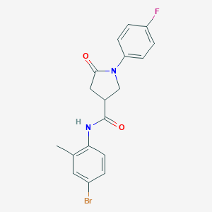 molecular formula C18H16BrFN2O2 B426673 N-(4-bromo-2-methylphenyl)-1-(4-fluorophenyl)-5-oxo-3-pyrrolidinecarboxamide 