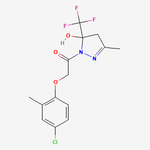 molecular formula C14H14ClF3N2O3 B4266749 1-[(4-chloro-2-methylphenoxy)acetyl]-3-methyl-5-(trifluoromethyl)-4,5-dihydro-1H-pyrazol-5-ol 