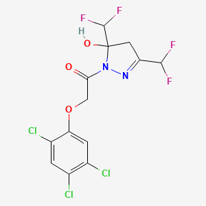 molecular formula C13H9Cl3F4N2O3 B4266758 3,5-bis(difluoromethyl)-1-[(2,4,5-trichlorophenoxy)acetyl]-4,5-dihydro-1H-pyrazol-5-ol 