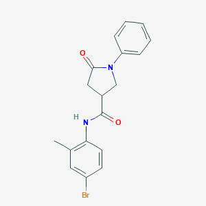 molecular formula C18H17BrN2O2 B426676 N-(4-bromo-2-methylphenyl)-5-oxo-1-phenyl-3-pyrrolidinecarboxamide 