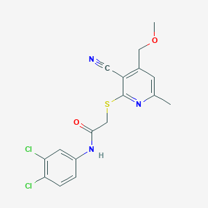 2-{[3-cyano-4-(methoxymethyl)-6-methyl-2-pyridinyl]sulfanyl}-N-(3,4-dichlorophenyl)acetamide