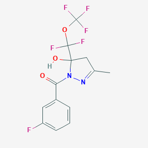 molecular formula C13H10F6N2O3 B426687 [5-[difluoro(trifluoromethoxy)methyl]-5-hydroxy-3-methyl-4H-pyrazol-1-yl]-(3-fluorophenyl)methanone 