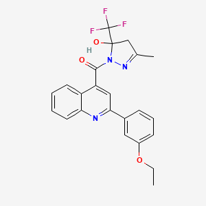 molecular formula C23H20F3N3O3 B4266872 1-{[2-(3-ethoxyphenyl)-4-quinolinyl]carbonyl}-3-methyl-5-(trifluoromethyl)-4,5-dihydro-1H-pyrazol-5-ol 