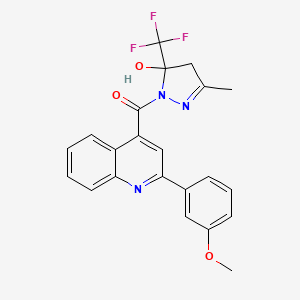molecular formula C22H18F3N3O3 B4266873 1-{[2-(3-methoxyphenyl)-4-quinolinyl]carbonyl}-3-methyl-5-(trifluoromethyl)-4,5-dihydro-1H-pyrazol-5-ol 