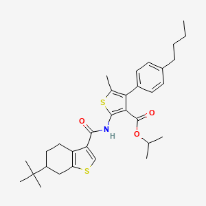 molecular formula C32H41NO3S2 B4266905 isopropyl 4-(4-butylphenyl)-2-{[(6-tert-butyl-4,5,6,7-tetrahydro-1-benzothien-3-yl)carbonyl]amino}-5-methyl-3-thiophenecarboxylate 
