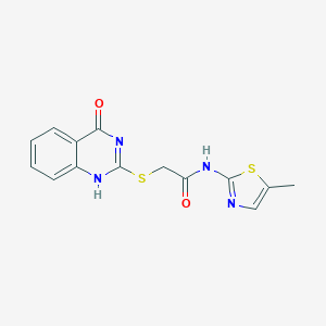 molecular formula C14H12N4O2S2 B426692 N-(5-methyl-1,3-thiazol-2-yl)-2-[(4-oxo-1H-quinazolin-2-yl)sulfanyl]acetamide 