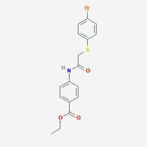 molecular formula C17H16BrNO3S B426693 Ethyl 4-({[(4-bromophenyl)sulfanyl]acetyl}amino)benzoate 