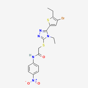 molecular formula C18H18BrN5O3S2 B4266952 2-{[5-(4-bromo-5-ethyl-2-thienyl)-4-ethyl-4H-1,2,4-triazol-3-yl]thio}-N-(4-nitrophenyl)acetamide 