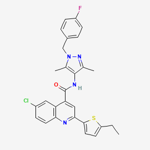 molecular formula C28H24ClFN4OS B4266976 6-chloro-2-(5-ethyl-2-thienyl)-N-[1-(4-fluorobenzyl)-3,5-dimethyl-1H-pyrazol-4-yl]-4-quinolinecarboxamide 