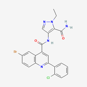 molecular formula C22H17BrClN5O2 B4266978 N-[5-(aminocarbonyl)-1-ethyl-1H-pyrazol-4-yl]-6-bromo-2-(2-chlorophenyl)-4-quinolinecarboxamide 