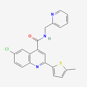 molecular formula C21H16ClN3OS B4266979 6-chloro-2-(5-methyl-2-thienyl)-N-(2-pyridinylmethyl)-4-quinolinecarboxamide 