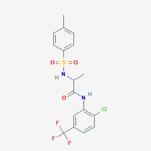 molecular formula C17H16ClF3N2O3S B426698 N-[2-chloro-5-(trifluoromethyl)phenyl]-2-{[(4-methylphenyl)sulfonyl]amino}propanamide 