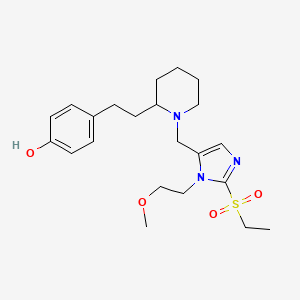 molecular formula C22H33N3O4S B4266986 4-[2-(1-{[2-(ethylsulfonyl)-1-(2-methoxyethyl)-1H-imidazol-5-yl]methyl}-2-piperidinyl)ethyl]phenol 