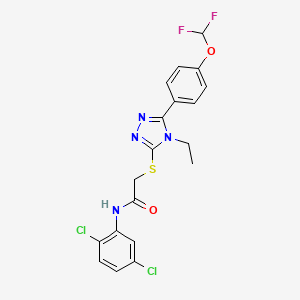 molecular formula C19H16Cl2F2N4O2S B4267030 N-(2,5-dichlorophenyl)-2-({5-[4-(difluoromethoxy)phenyl]-4-ethyl-4H-1,2,4-triazol-3-yl}thio)acetamide 