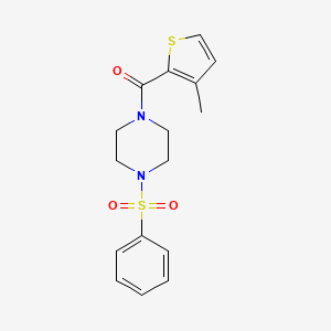 molecular formula C16H18N2O3S2 B4267036 1-[(3-methyl-2-thienyl)carbonyl]-4-(phenylsulfonyl)piperazine 