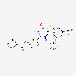 molecular formula C27H16F3N3O3S2 B4267045 3-[4-oxo-9-(2-thienyl)-7-(trifluoromethyl)-1,2,3,4-tetrahydropyrido[3',2':4,5]thieno[3,2-d]pyrimidin-2-yl]phenyl benzoate 