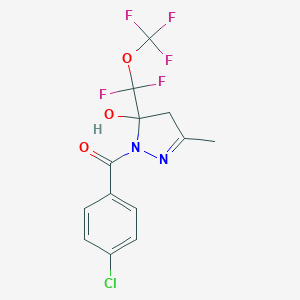 molecular formula C13H10ClF5N2O3 B426705 1-(4-chlorobenzoyl)-5-[difluoro(trifluoromethoxy)methyl]-3-methyl-4,5-dihydro-1H-pyrazol-5-ol 