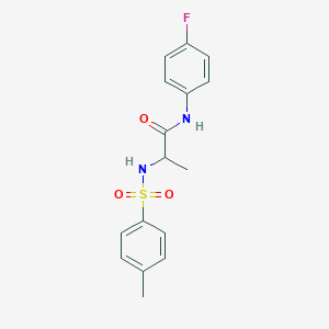molecular formula C16H17FN2O3S B426706 N-(4-fluorophenyl)-2-{[(4-methylphenyl)sulfonyl]amino}propanamide 