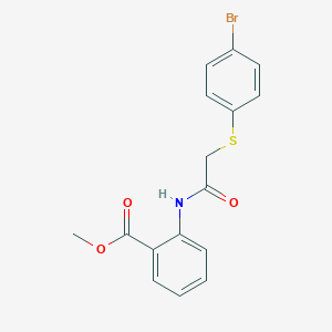 molecular formula C16H14BrNO3S B426707 Methyl 2-({[(4-bromophenyl)sulfanyl]acetyl}amino)benzoate 