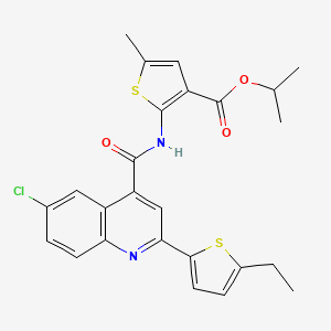 molecular formula C25H23ClN2O3S2 B4267095 isopropyl 2-({[6-chloro-2-(5-ethyl-2-thienyl)-4-quinolinyl]carbonyl}amino)-5-methyl-3-thiophenecarboxylate 