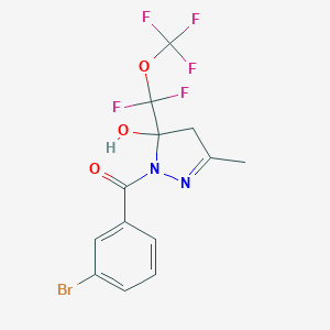 molecular formula C13H10BrF5N2O3 B426712 (3-bromophenyl){5-[difluoro(trifluoromethoxy)methyl]-5-hydroxy-3-methyl-4,5-dihydro-1H-pyrazol-1-yl}methanone 