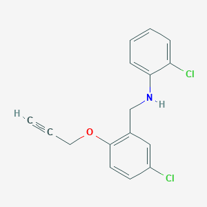 molecular formula C16H13Cl2NO B426713 2-chloro-N-[5-chloro-2-(2-propynyloxy)benzyl]aniline 