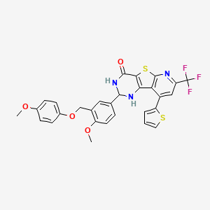 molecular formula C29H22F3N3O4S2 B4267138 2-{4-methoxy-3-[(4-methoxyphenoxy)methyl]phenyl}-9-(2-thienyl)-7-(trifluoromethyl)-2,3-dihydropyrido[3',2':4,5]thieno[3,2-d]pyrimidin-4(1H)-one 