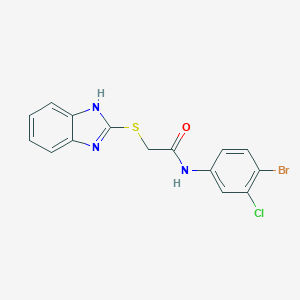molecular formula C15H11BrClN3OS B426715 2-(1H-benzimidazol-2-ylsulfanyl)-N-(4-bromo-3-chlorophenyl)acetamide 