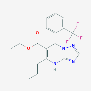 molecular formula C18H19F3N4O2 B426717 Ethyl 5-propyl-7-[2-(trifluoromethyl)phenyl]-4,7-dihydro[1,2,4]triazolo[1,5-a]pyrimidine-6-carboxylate 