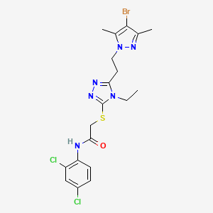 molecular formula C19H21BrCl2N6OS B4267174 2-({5-[2-(4-bromo-3,5-dimethyl-1H-pyrazol-1-yl)ethyl]-4-ethyl-4H-1,2,4-triazol-3-yl}thio)-N-(2,4-dichlorophenyl)acetamide 