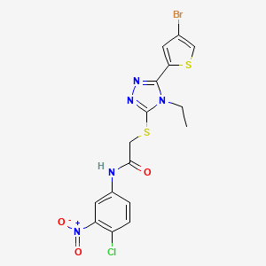 molecular formula C16H13BrClN5O3S2 B4267176 2-{[5-(4-bromo-2-thienyl)-4-ethyl-4H-1,2,4-triazol-3-yl]thio}-N-(4-chloro-3-nitrophenyl)acetamide 