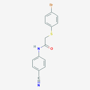 molecular formula C15H11BrN2OS B426718 2-[(4-bromophenyl)sulfanyl]-N-(4-cyanophenyl)acetamide 