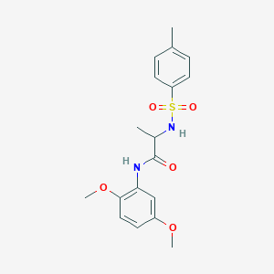 molecular formula C18H22N2O5S B426720 N-(2,5-dimethoxyphenyl)-2-{[(4-methylphenyl)sulfonyl]amino}propanamide 