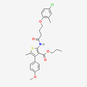 molecular formula C27H30ClNO5S B4267205 propyl 2-{[4-(4-chloro-2-methylphenoxy)butanoyl]amino}-4-(4-methoxyphenyl)-5-methyl-3-thiophenecarboxylate 