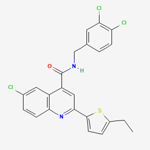 molecular formula C23H17Cl3N2OS B4267215 6-chloro-N-(3,4-dichlorobenzyl)-2-(5-ethyl-2-thienyl)-4-quinolinecarboxamide 