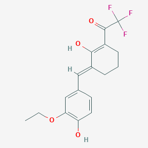 molecular formula C17H17F3O4 B426722 2-(3-Ethoxy-4-hydroxybenzylidene)-6-(2,2,2-trifluoro-1-hydroxyethylidene)cyclohexanone 